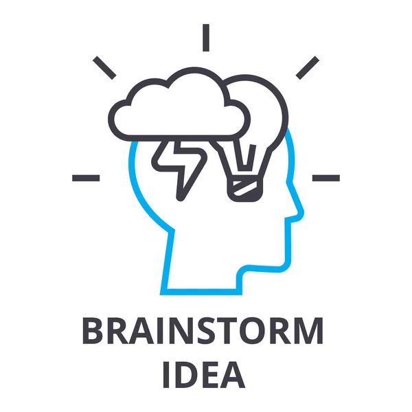 Brainstorming-Idee Thin Line Icon, Zeichen, Symbol, Illustration, lineares Konzept, Vektor — Stockvektor