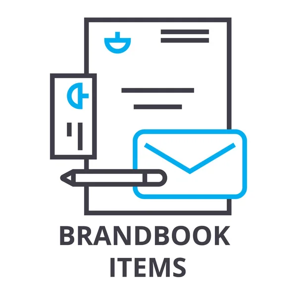 Brandbook items thin line icon, sign, symbol, illustation, linear concept, vector — Stock Vector