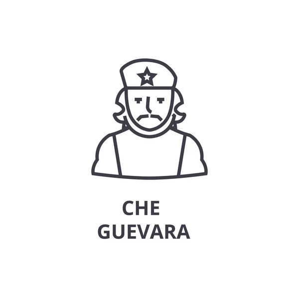 Che guevara cienka linia ikona, znak, symbol, illustation, linearny koncept, wektor — Wektor stockowy