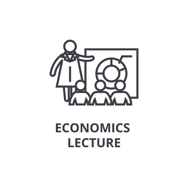 Economie Hoorcollege dunne lijn pictogram, teken, symbool, illustation, lineaire concept, vector — Stockvector