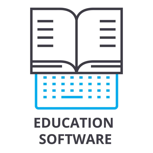 Logiciel éducatif fine ligne icône, signe, symbole, illustation, concept linéaire, vecteur — Image vectorielle