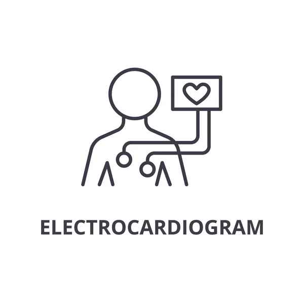 Electrocardiogram thin line icon, sign, symbol, illustation, linear concept, vector — Stock Vector