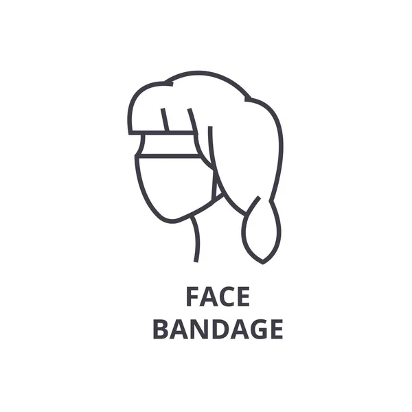 Visage bandage fine ligne icône, signe, symbole, illustation, concept linéaire, vecteur — Image vectorielle