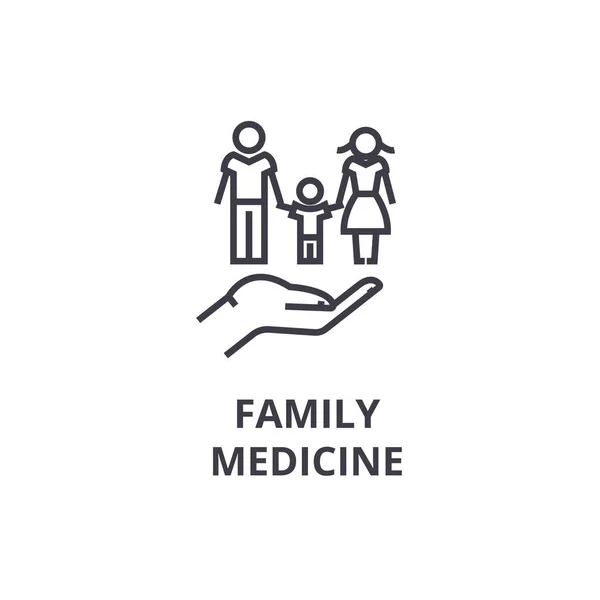 Rodinné lékařství tenké čáře, znamení, symbol, illustation, lineární koncept, vektor — Stockový vektor