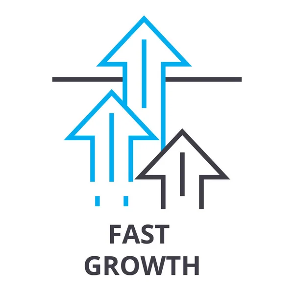 Fast growth thin line icon, sign, symbol, illustation, linear concept, vector — Stock Vector