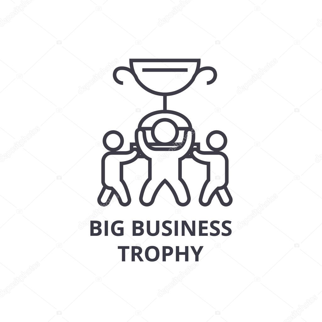 big business trophy thin line icon, sign, symbol, illustation, linear concept, vector 