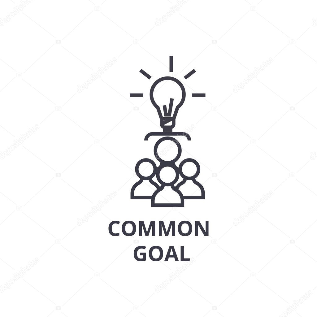 common goal thin line icon, sign, symbol, illustation, linear concept, vector 
