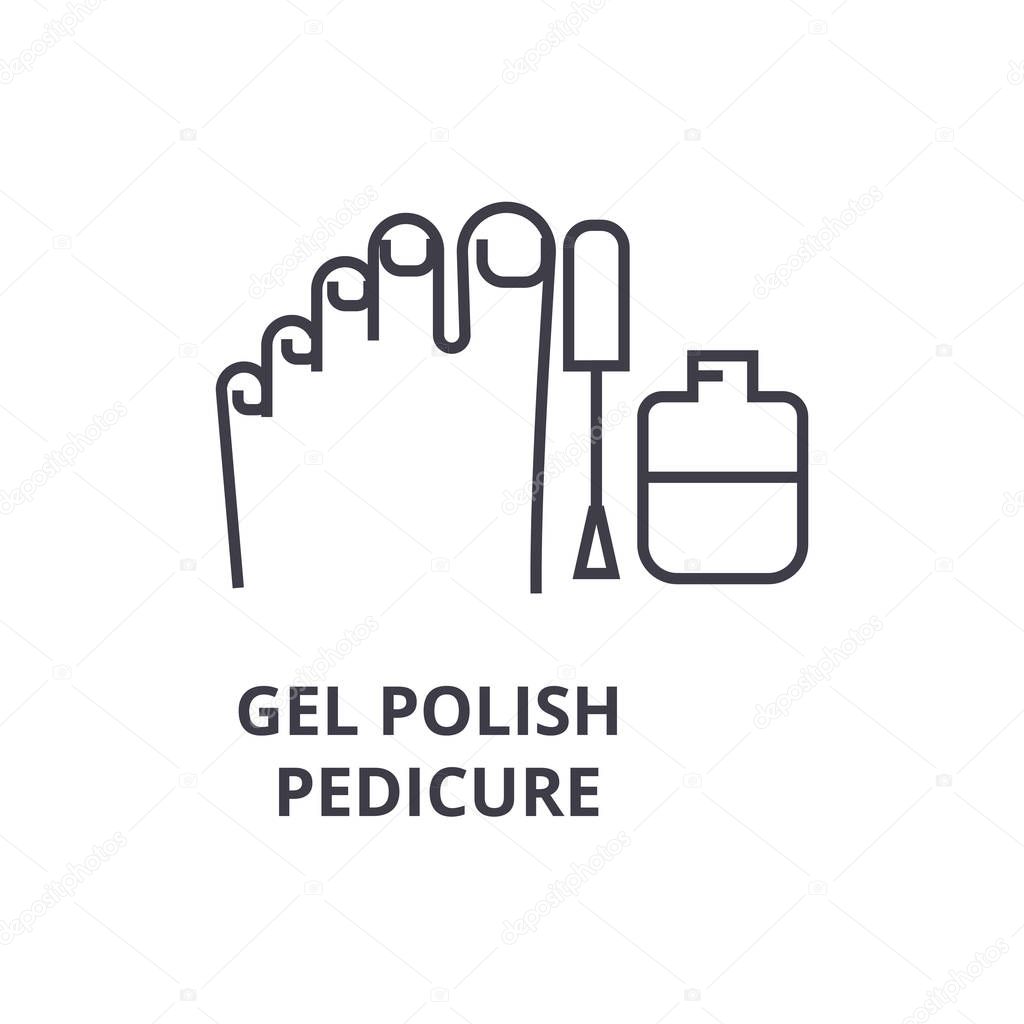 gel polish pedicure thin line icon, sign, symbol, illustation, linear concept, vector 