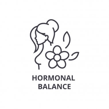 hormonal denge ince çizgi simgesi, işaret, sembol, illustation, lineer kavramı, vektör 