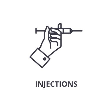 enjeksiyonları ince çizgi simgesi, işaret, sembol, illustation, lineer kavramı, vektör 