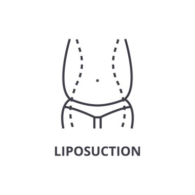 Liposuction ince çizgi simgesi, işaret, sembol, illustation, lineer kavramı, vektör 