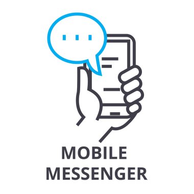 Mobil messenger ince çizgi simgesini, işaret, sembol, illustation, lineer kavramı, vektör 