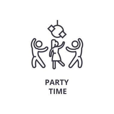 parti saat ince çizgi simgesini, işaret, sembol, illustation, lineer kavramı, vektör 