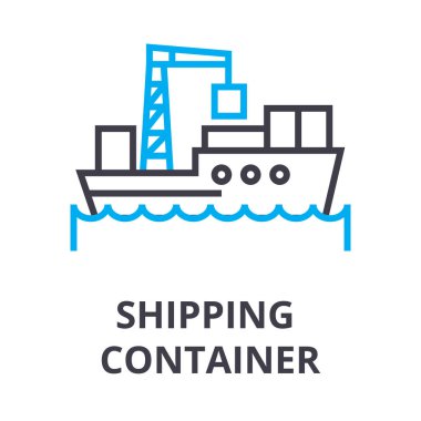 nakliye konteyner ince çizgi simgesi, işaret, sembol, illustation, lineer kavramı, vektör 