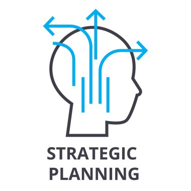 stratejik planlama ince çizgi simgesi, işaret, sembol, illustation, lineer kavramı, vektör 