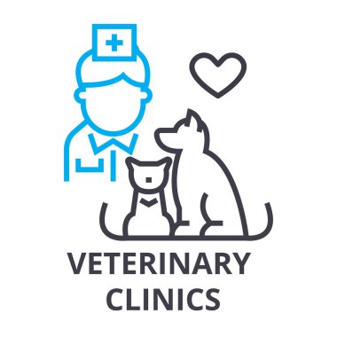 Veteriner klinikleri ince çizgi simgesi, işaret, sembol, illustation, lineer kavramı, vektör 