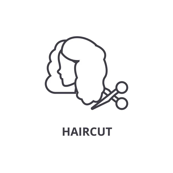 Corte de pelo icono de línea delgada, signo, símbolo, ilustración, concepto lineal, vector — Archivo Imágenes Vectoriales