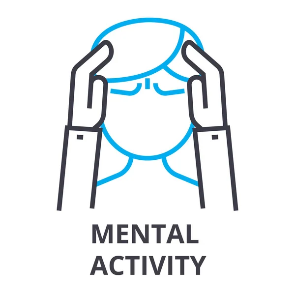 Mental activity thin line icon, sign, symbol, illustation, linear concept, vector — Stock Vector