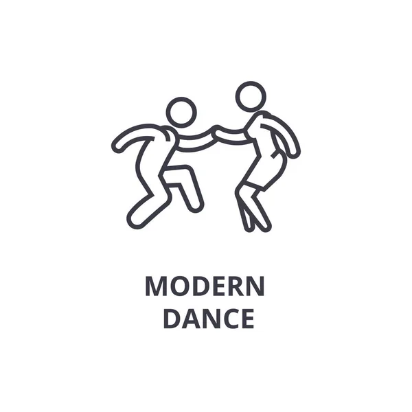Danza moderna delgada línea icono, signo, símbolo, ilustración, concepto lineal, vector — Vector de stock