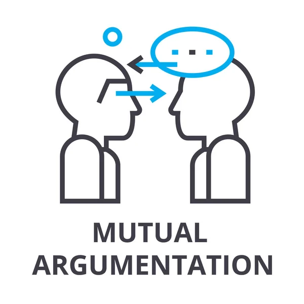 Mutual argumentation thin line icon, sign, symbol, illustation, linear concept, vector — Stock Vector