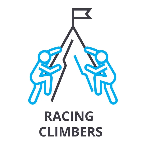 Racing climbers icona linea sottile, segno, simbolo, illustazione, concetto lineare, vettore — Vettoriale Stock