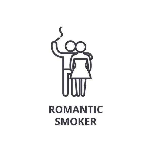 Romantische roker dunne lijn pictogram, teken, symbool, illustation, lineaire concept, vector — Stockvector