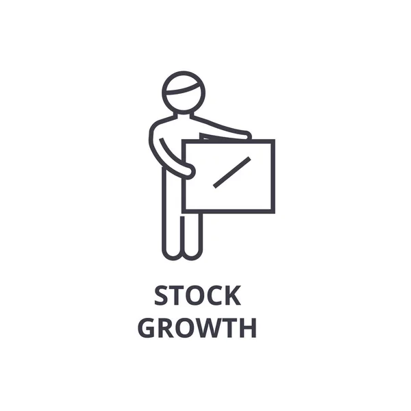 股票增长细线图标、符号、符号、插画、线性概念、向量 — 图库矢量图片
