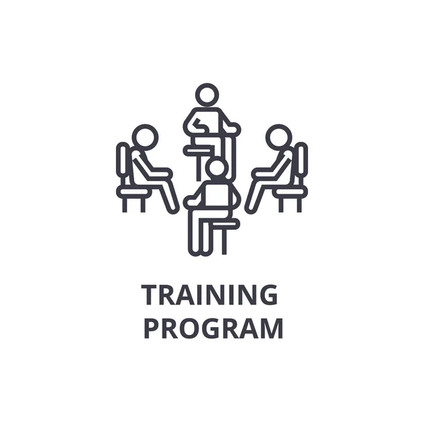 Training program thin line icon, sign, symbol, illustation, linear concept, vector — Stock Vector