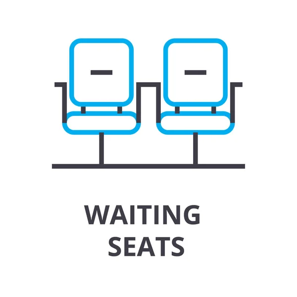 Assentos de espera ícone linha fina, sinal, símbolo, illustation, conceito linear, vetor — Vetor de Stock