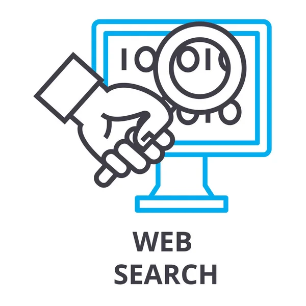 Web search thin line icon, sign, symbol, illustation, linear concept, vector — Stock Vector