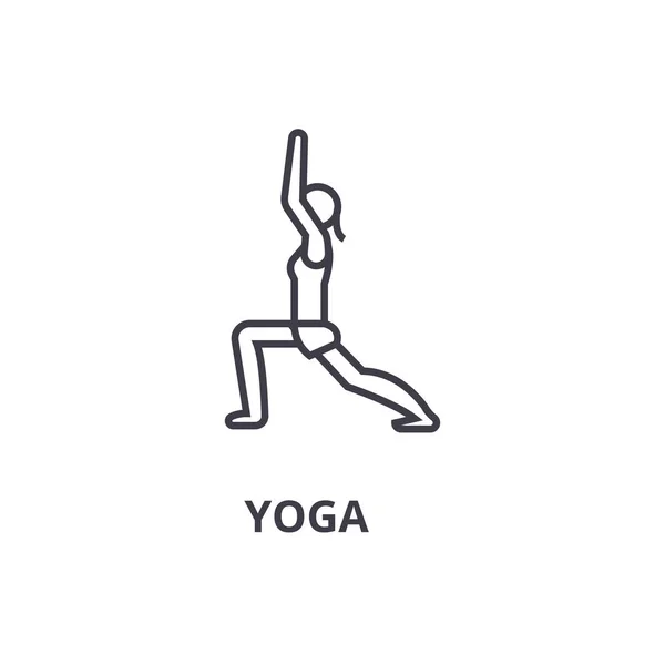 Ikon baris tipis yoga, tanda, simbol, ilusi, konsep linear, vektor - Stok Vektor