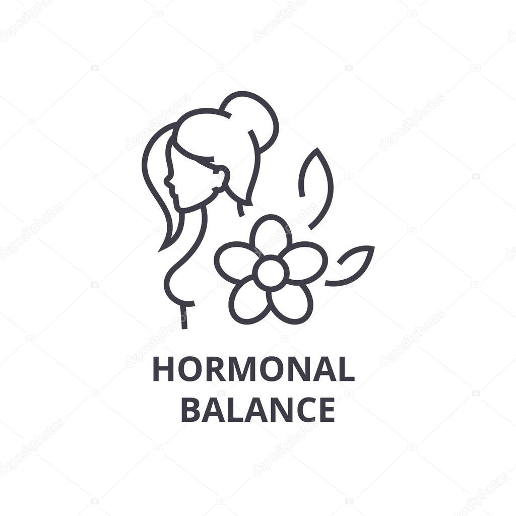 hormonal balance thin line icon, sign, symbol, illustation, linear concept, vector 