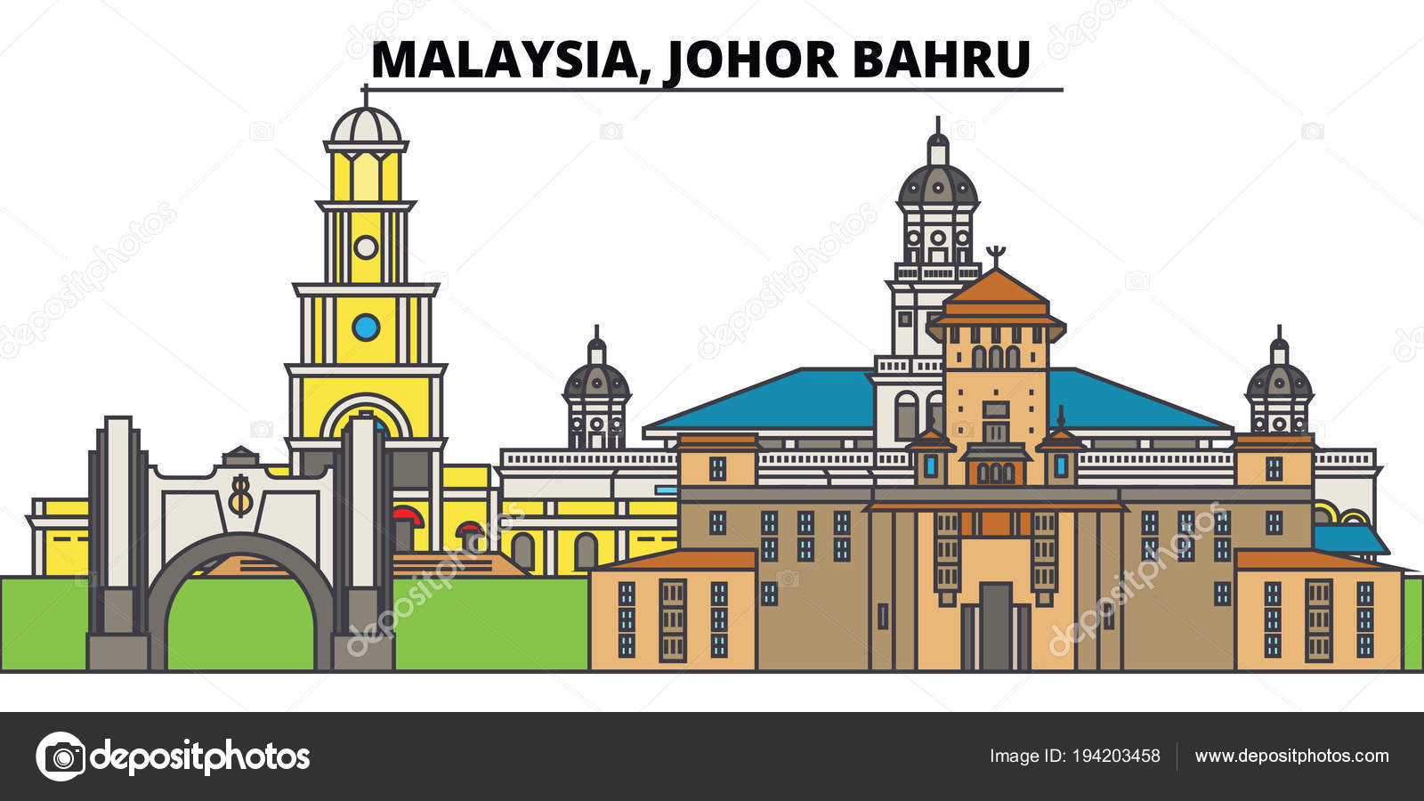 Malaysia, Johor Bahru. City skyline, architecture, buildings, streets ...
