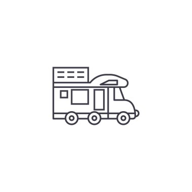 Van vektör satırı simgesi kamp, işareti, resimde arka planda, düzenlenebilir vuruş