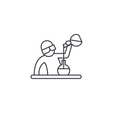 kimyager iş vektör satırı simgesi, işaret, resimde arka planda, düzenlenebilir vuruş