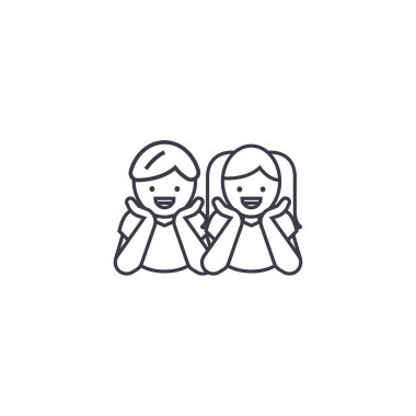 vektör satırı simgesi, işaret, resimde arka planda, düzenlenebilir vuruş gülen çocuk