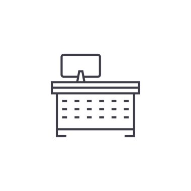 bilgisayar Resepsiyon vektör satırı simgesi, işaret, resimde arka planda, düzenlenebilir vuruş