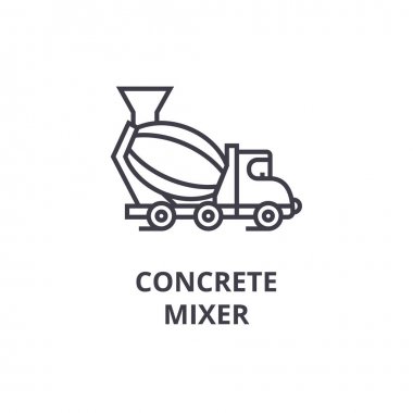 Beton Mikser vektör satırı simgesi, işaret, resimde arka planda, düzenlenebilir vuruş