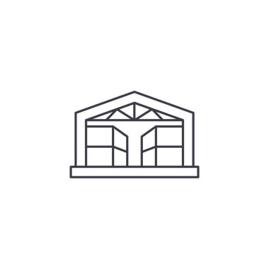 Pavilion depo vektör satırı simgesi, işaret, resimde arka planda, düzenlenebilir vuruş