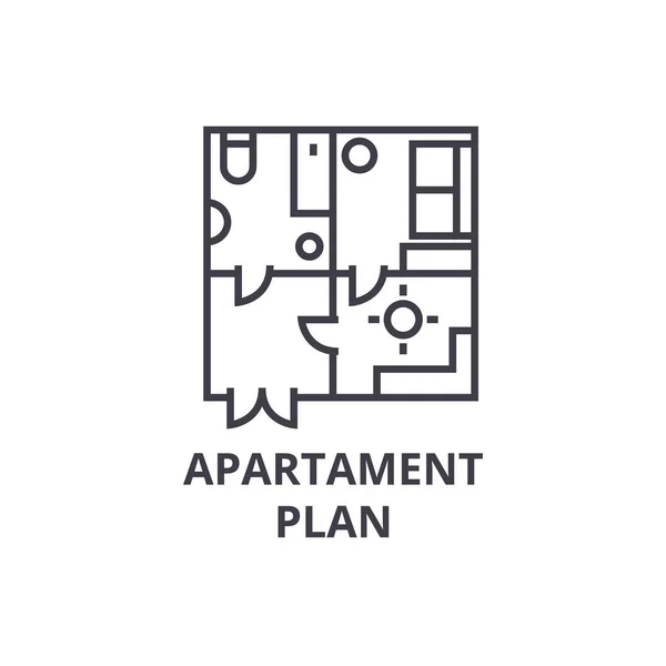 Appartamento piano vettoriale linea icona, segno, illustrazione su sfondo, tratti modificabili — Vettoriale Stock