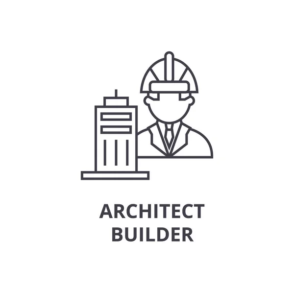 Architect Builder Vektor Line Icon, Zeichen, Illustration im Hintergrund, editierbare Striche — Stockvektor