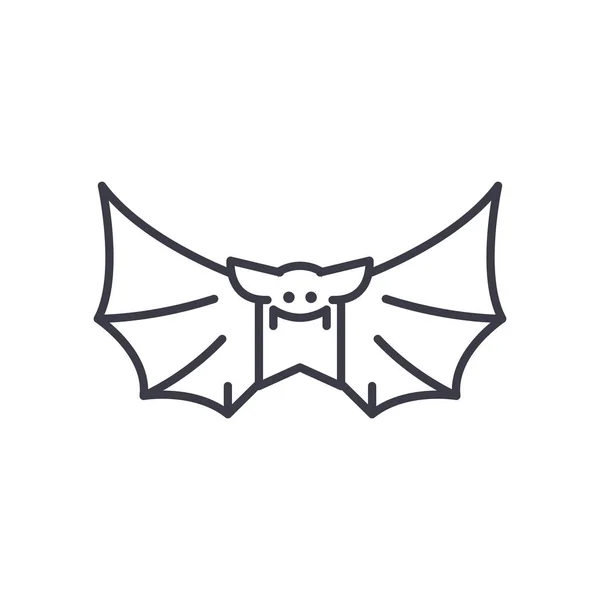 Murciélago vector línea icono, signo, ilustración en el fondo, movimientos editables — Vector de stock