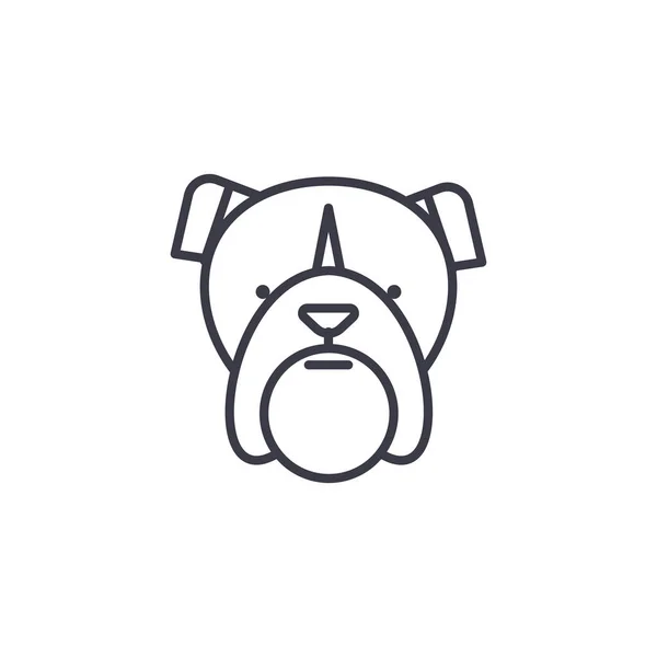 Linea vettoriale testa bulldog icona, segno, illustrazione su sfondo, tratti modificabili — Vettoriale Stock