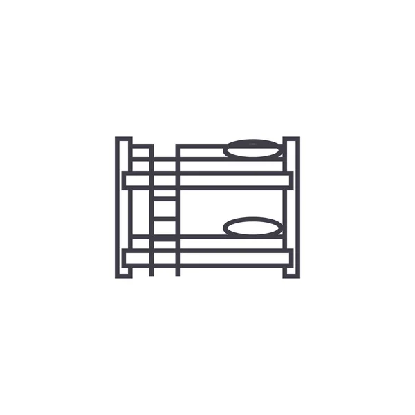 Emeletes ágy vektor line ikon, megjelölés, illusztráció, a háttér, szerkeszthető stroke — Stock Vector