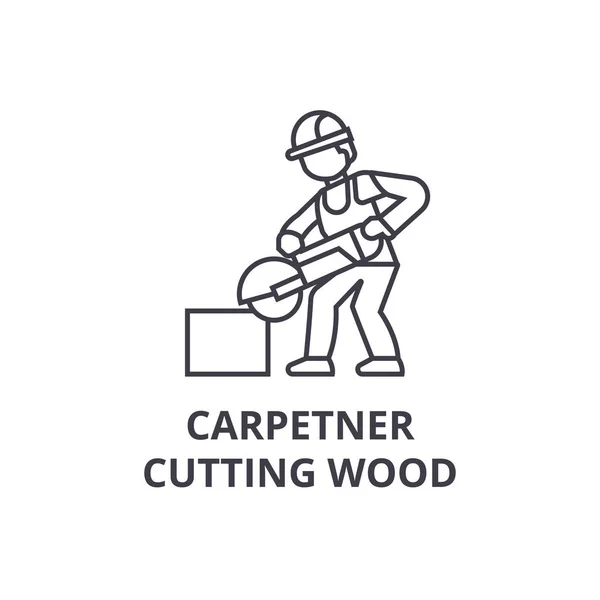 Línea de vectores de madera de corte alfombra icono, signo, ilustración en el fondo, trazos editables — Vector de stock