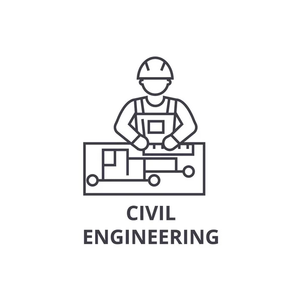 Ingeniería civil vector línea icono, signo, ilustración sobre fondo, movimientos editables — Vector de stock