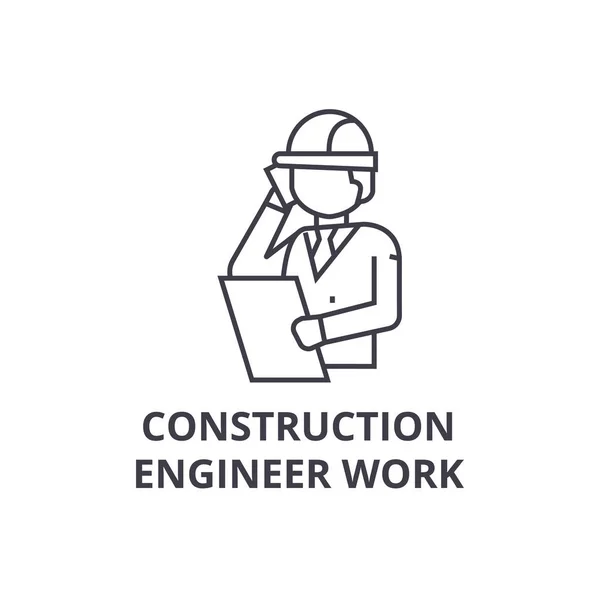 Construction engineer talk vector line icon, sign, illustration on background, editable strokes — Stock Vector