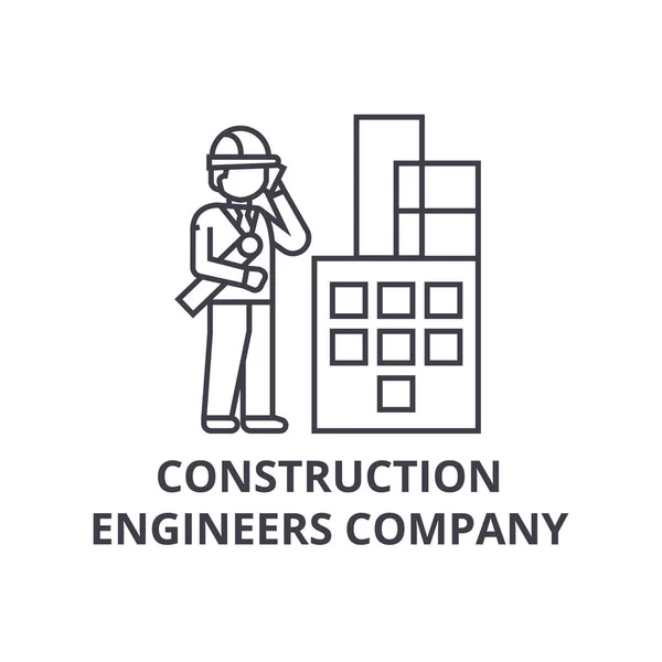 Engenharia de construção ícone de linha vetorial da empresa, sinal, ilustração em segundo plano, traços editáveis —  Vetores de Stock