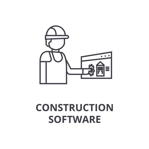 Icona della linea vettoriale del software di costruzione, segno, illustrazione sullo sfondo, tratti modificabili — Vettoriale Stock