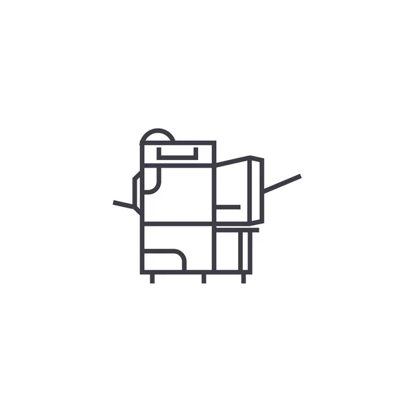 Fotokopi makinesi vektör satırı simgesi, işaret, resimde arka planda, düzenlenebilir vuruş — Stok Vektör